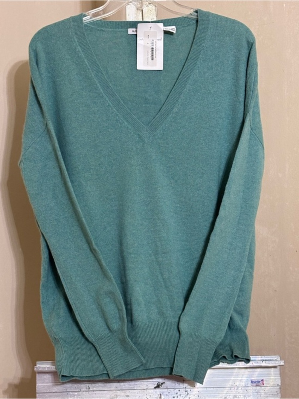 Autumn Cashmere 100% Pure Cashmere Oversize Deep V-Neck Pullover Sweater Sm